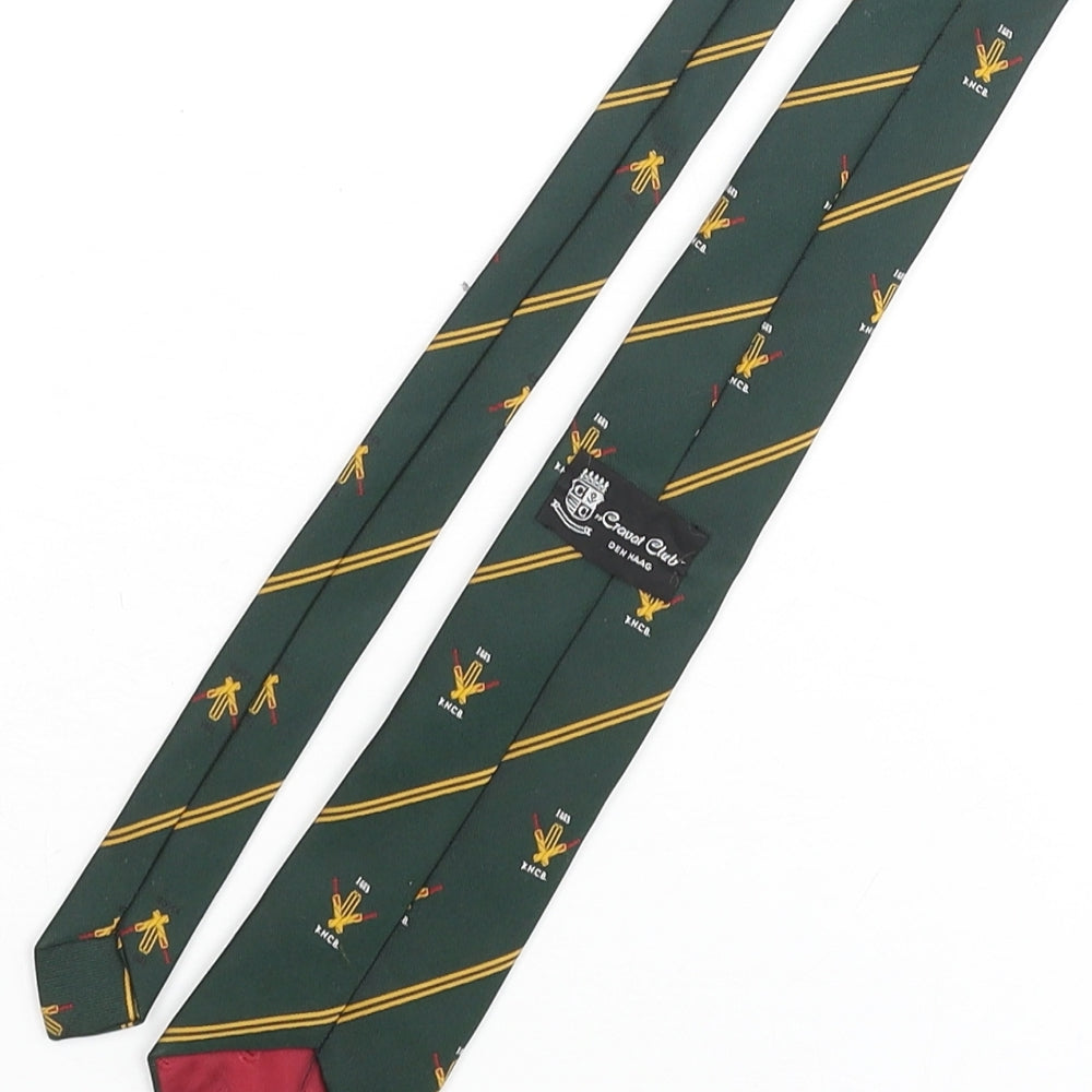 Cravat Club Mens Green Geometric Polyester Pointed Tie One Size - KNCB 1883 Logo