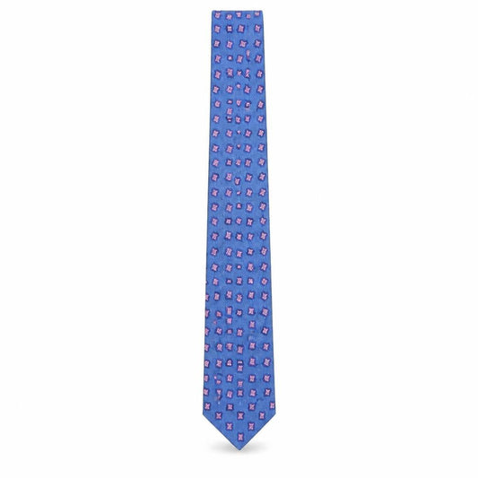 Davis & Oliver Mens Blue Geometric Silk Pointed Tie One Size