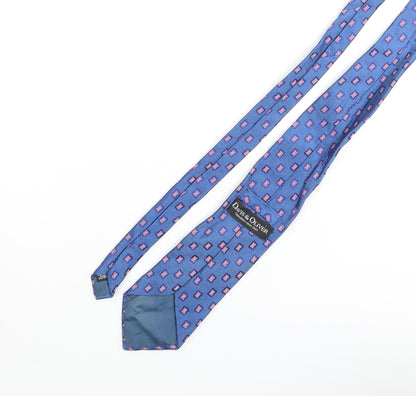 Davis & Oliver Mens Blue Geometric Silk Pointed Tie One Size