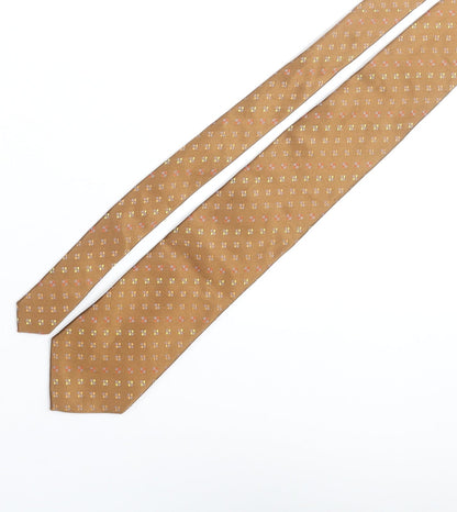 Soprano Mens Brown Geometric Silk Pointed Tie One Size
