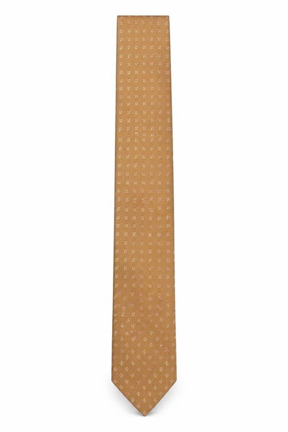 Mens Soprano Brown Geometric  Pointed Tie