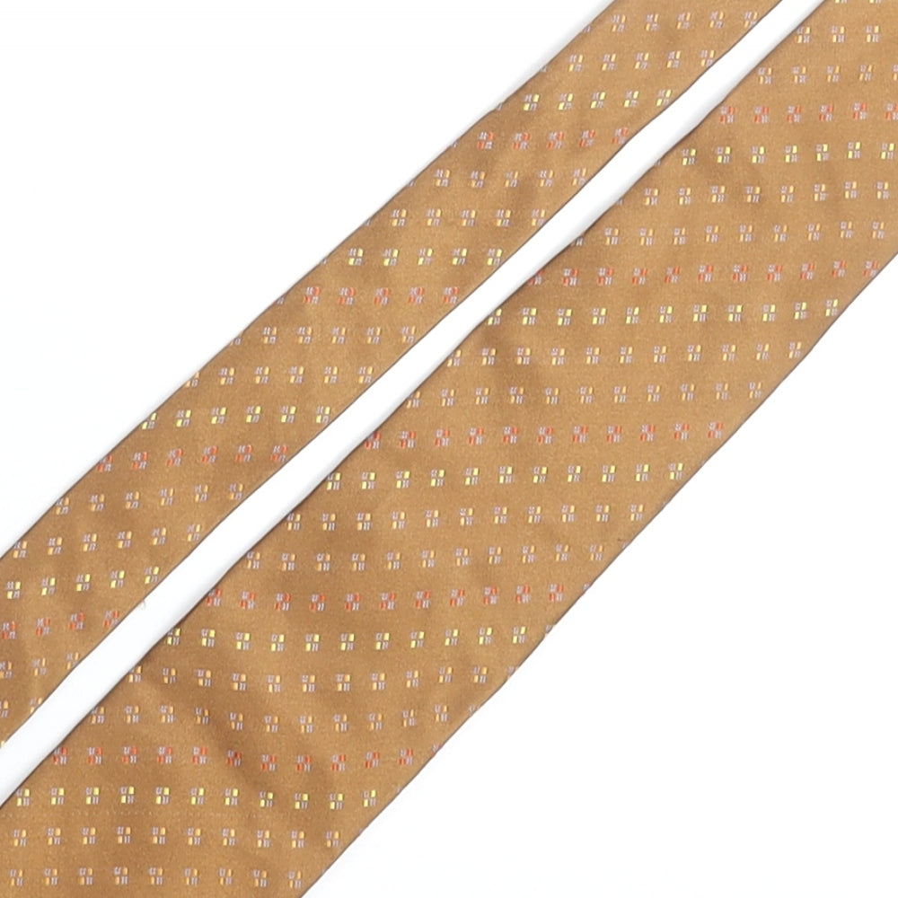 Soprano Mens Brown Geometric Silk Pointed Tie One Size