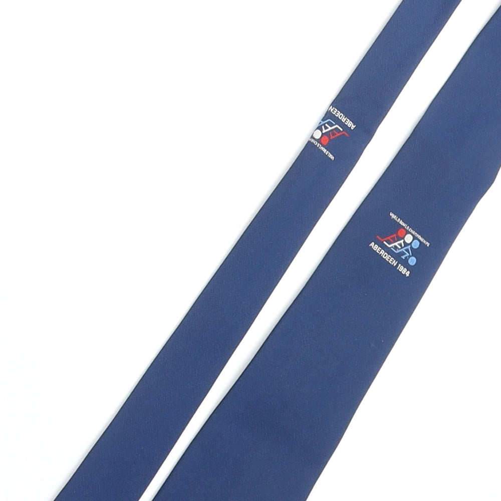 Gelfer PLC Mens Blue Polyester Pointed Tie One Size - World Bowls Championships Aberdeen 1984