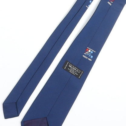 Gelfer PLC Mens Blue Polyester Pointed Tie One Size - World Bowls Championships Aberdeen 1984