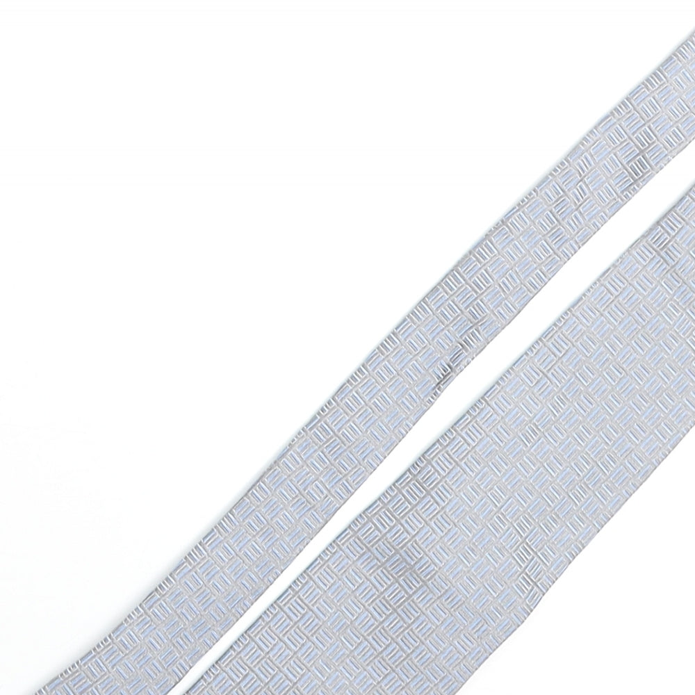 Mens Frangi Grey Geometric  Pointed Tie