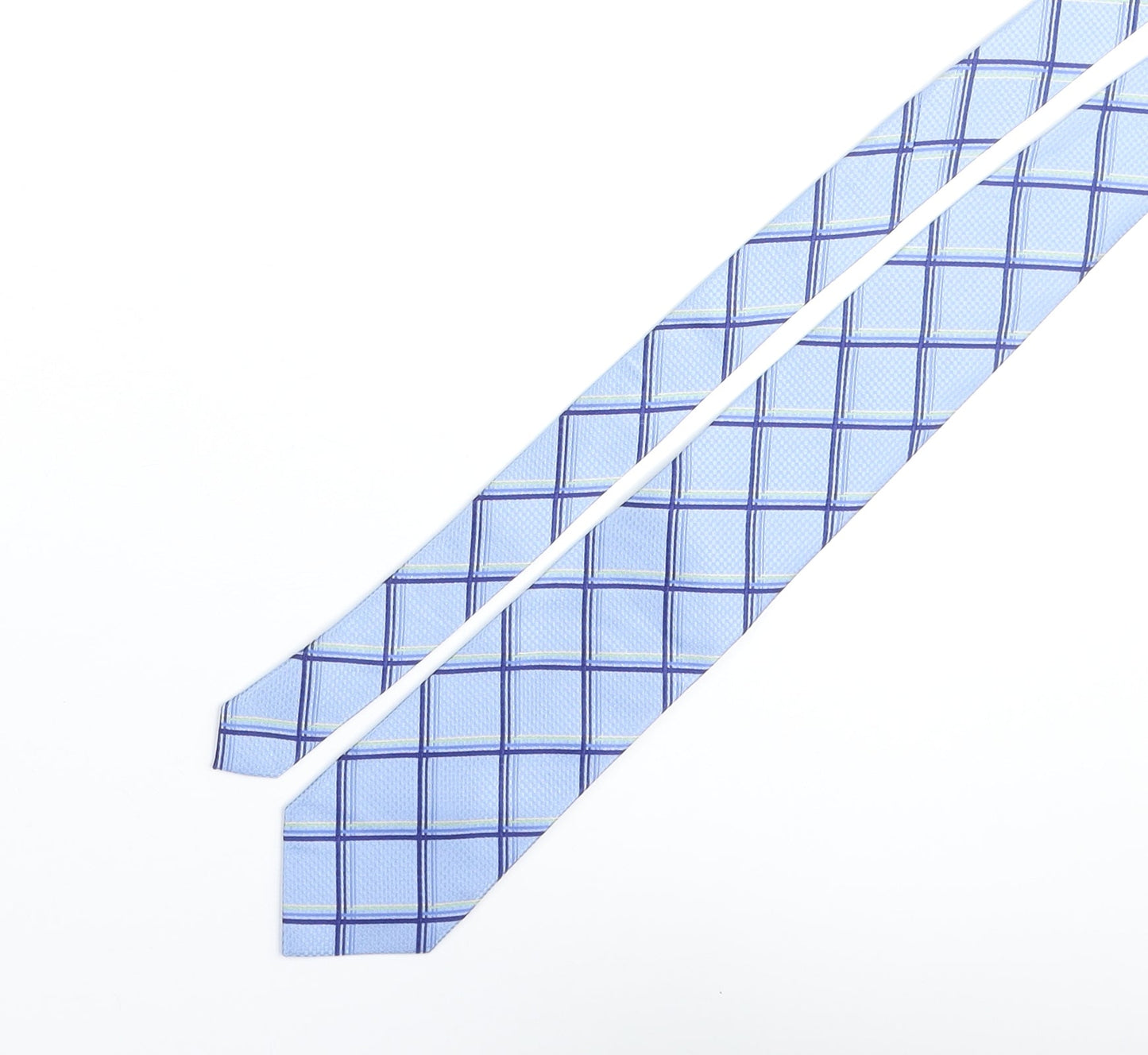 Mens Deha Villand Blue Plaids & Checks  Pointed Tie