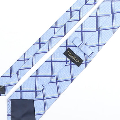 Mens Deha Villand Blue Plaids & Checks  Pointed Tie