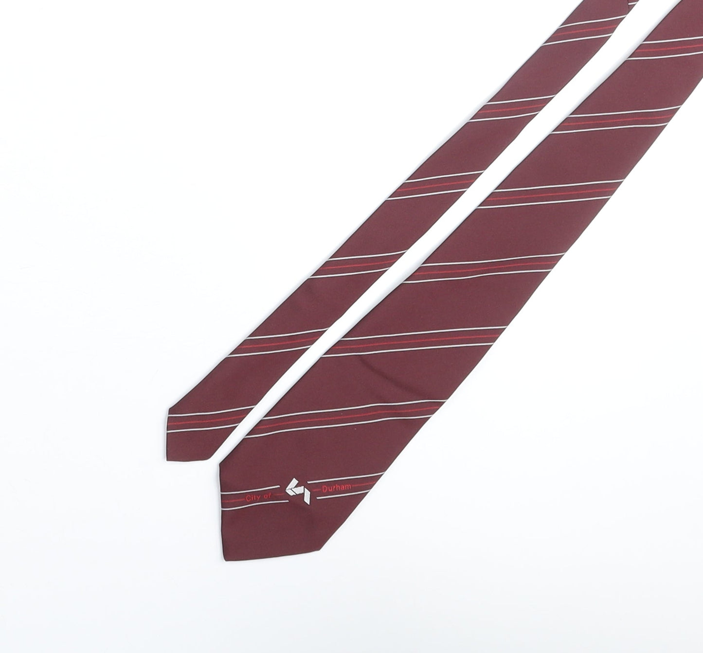 City of Durham Mens Red Striped Polyester Pointed Tie One Size - City of Durham
