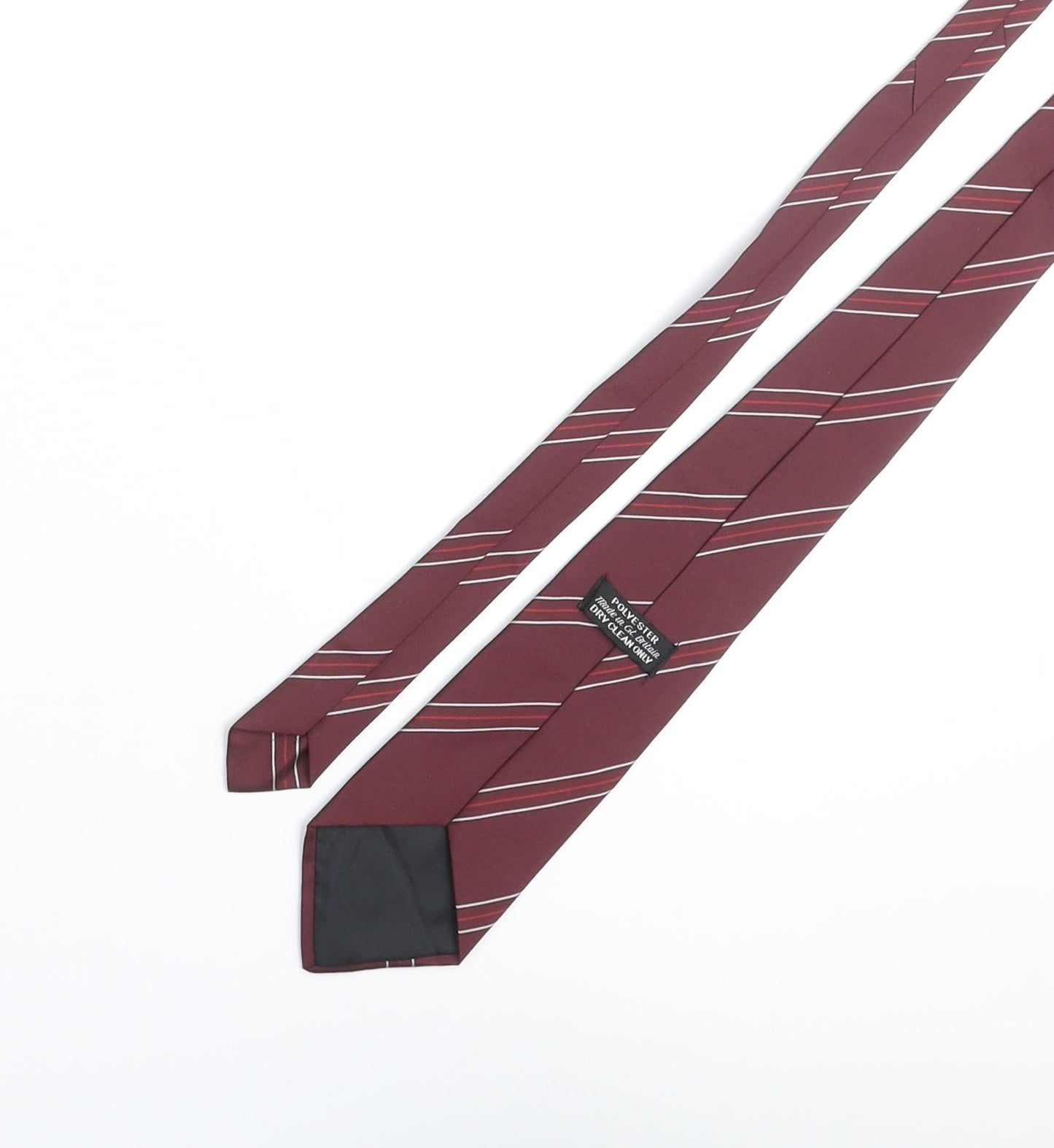 City of Durham Mens Red Striped Polyester Pointed Tie One Size - City of Durham