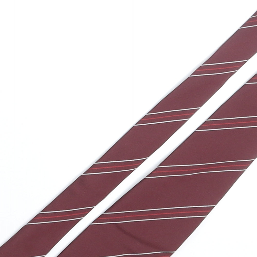 City of Durham Mens Red Striped Polyester Pointed Tie One Size - City of Durham