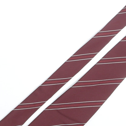City of Durham Mens Red Striped Polyester Pointed Tie One Size - City of Durham