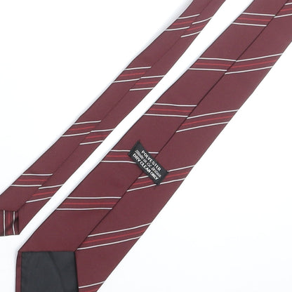 City of Durham Mens Red Striped Polyester Pointed Tie One Size - City of Durham