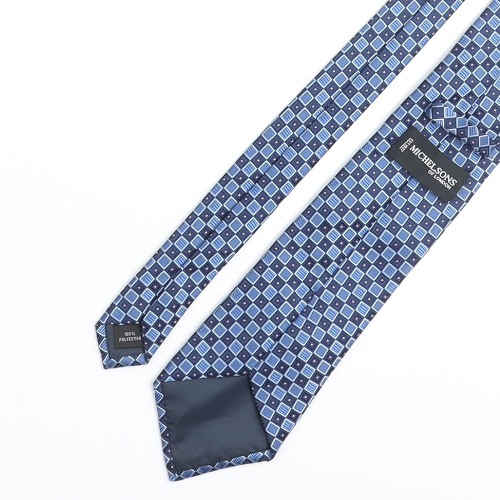 Michaelsons Mens Blue Plaids & Checks Polyester Pointed Tie One Size