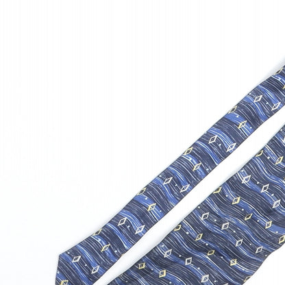 Jonelle Mens Blue Geometric Polyester Pointed Tie One Size - Diamond Wave