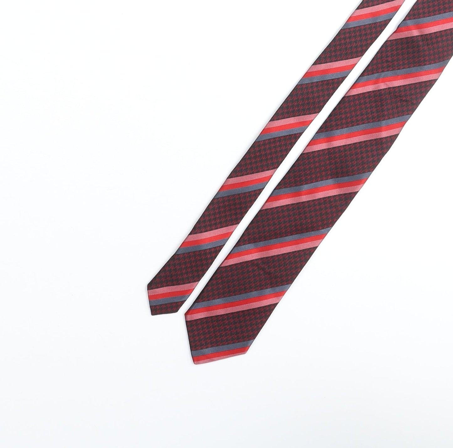 Tie Rack Mens Multicoloured Striped Silk Pointed Tie One Size - Houndstooth
