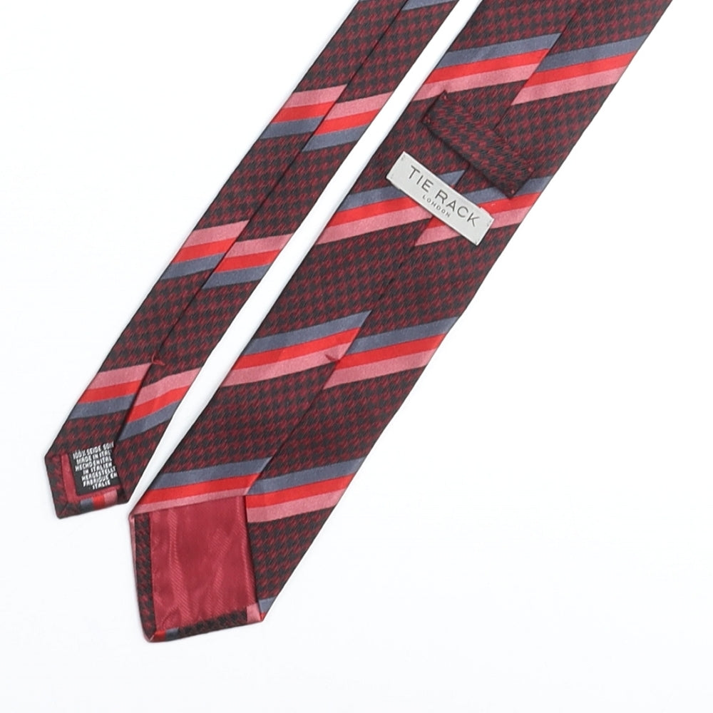 Tie Rack Mens Multicoloured Striped Silk Pointed Tie One Size - Houndstooth