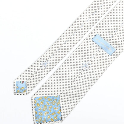 Profuomo Mens Grey Plaids & Checks Silk Pointed Tie One Size