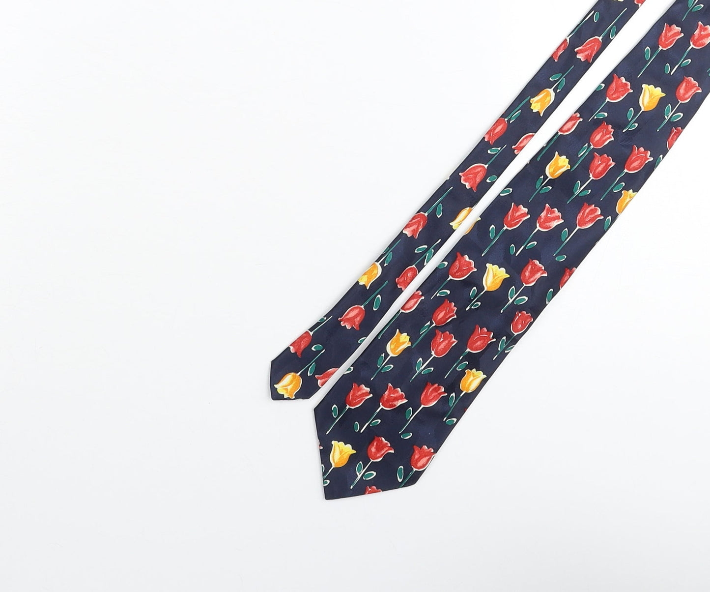 St Michael Mens Blue Floral Polyester Pointed Tie One Size