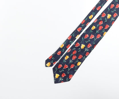 St Michael Mens Blue Floral Polyester Pointed Tie One Size