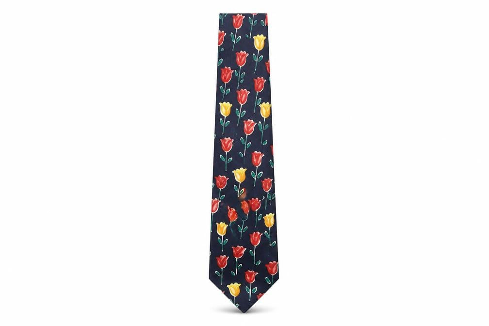 Mens St Michael Blue Floral  Pointed Tie