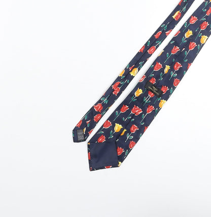 St Michael Mens Blue Floral Polyester Pointed Tie One Size