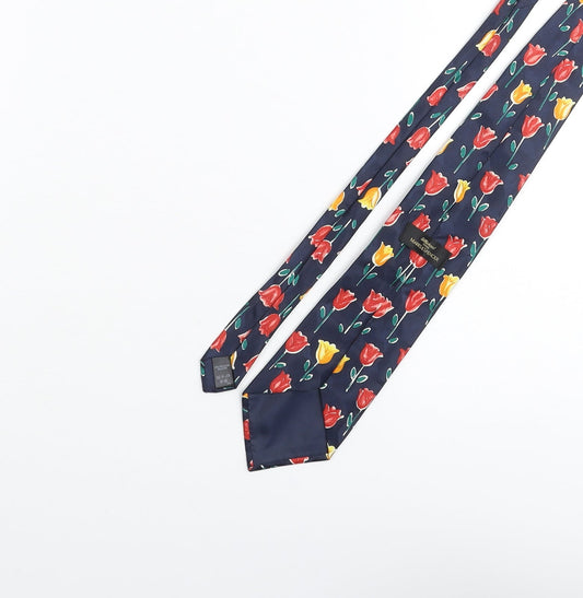 St Michael Mens Blue Floral Polyester Pointed Tie One Size