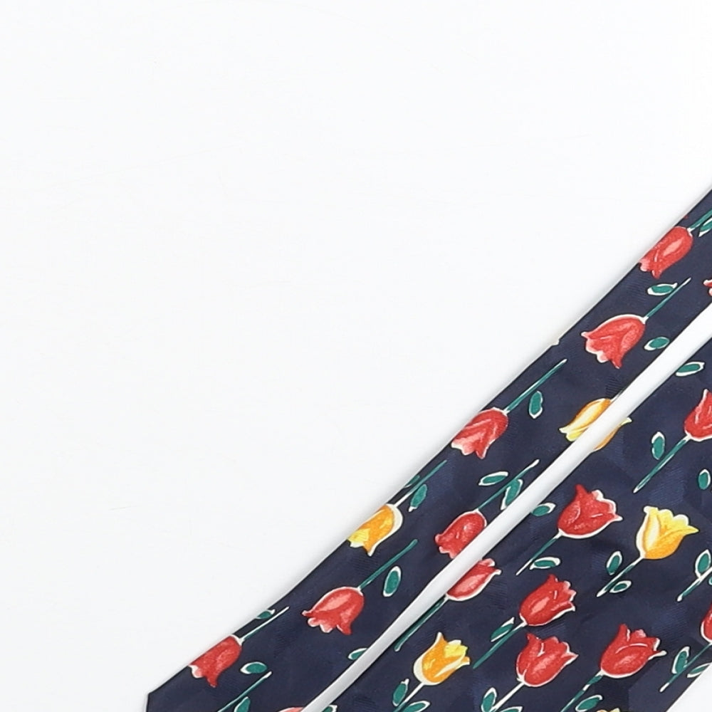 St Michael Mens Blue Floral Polyester Pointed Tie One Size