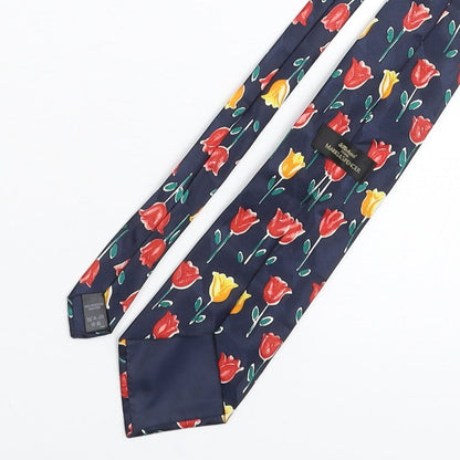 St Michael Mens Blue Floral Polyester Pointed Tie One Size