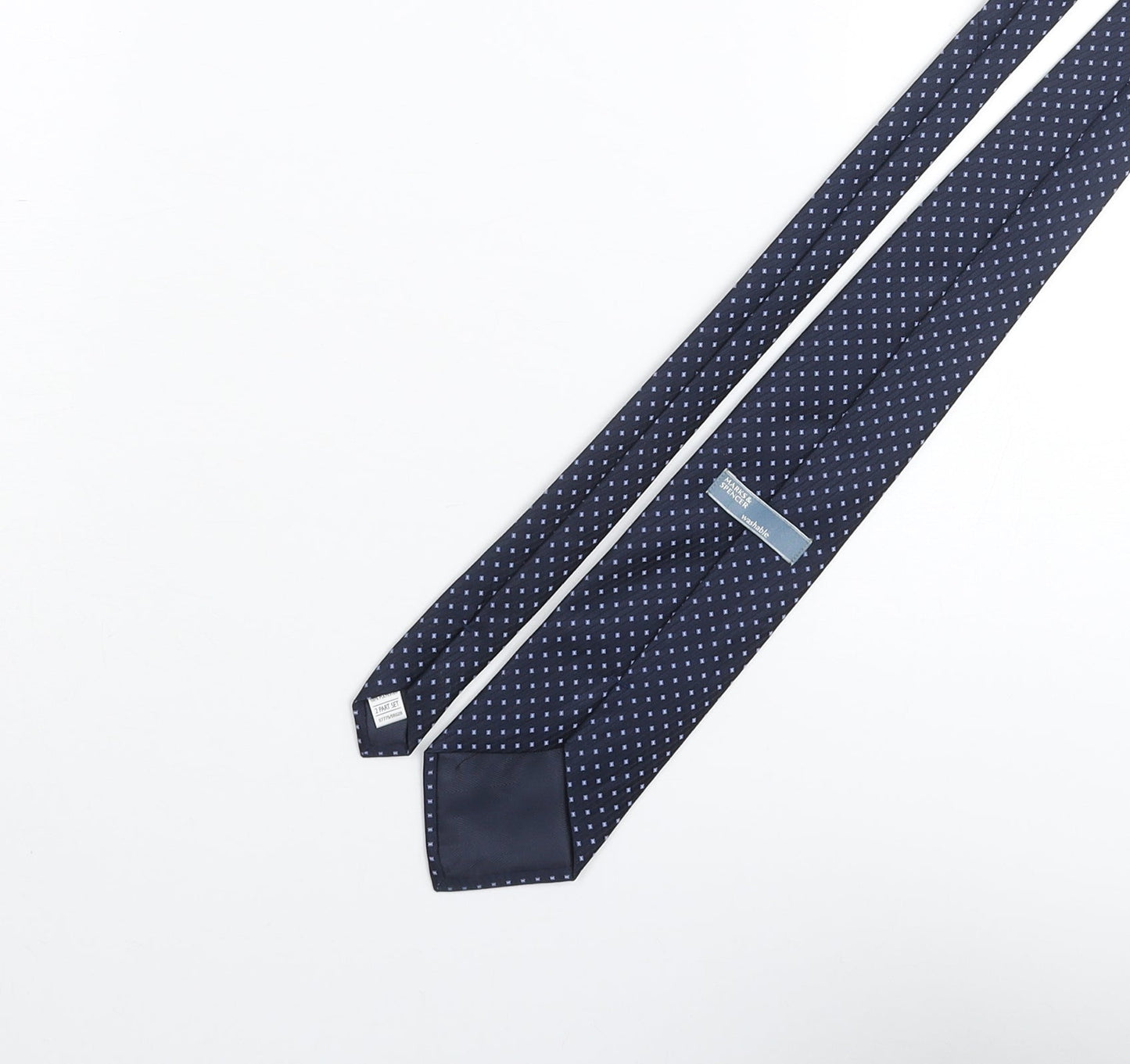 Marks and Spencer Mens Blue Geometric Polyester Pointed Tie One Size