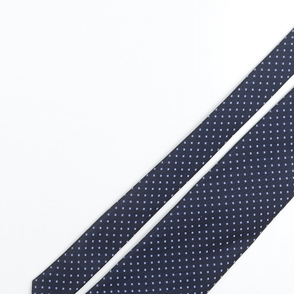 Marks and Spencer Mens Blue Geometric Polyester Pointed Tie One Size