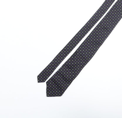 Ascot Mens Black Geometric Silk Pointed Tie One Size