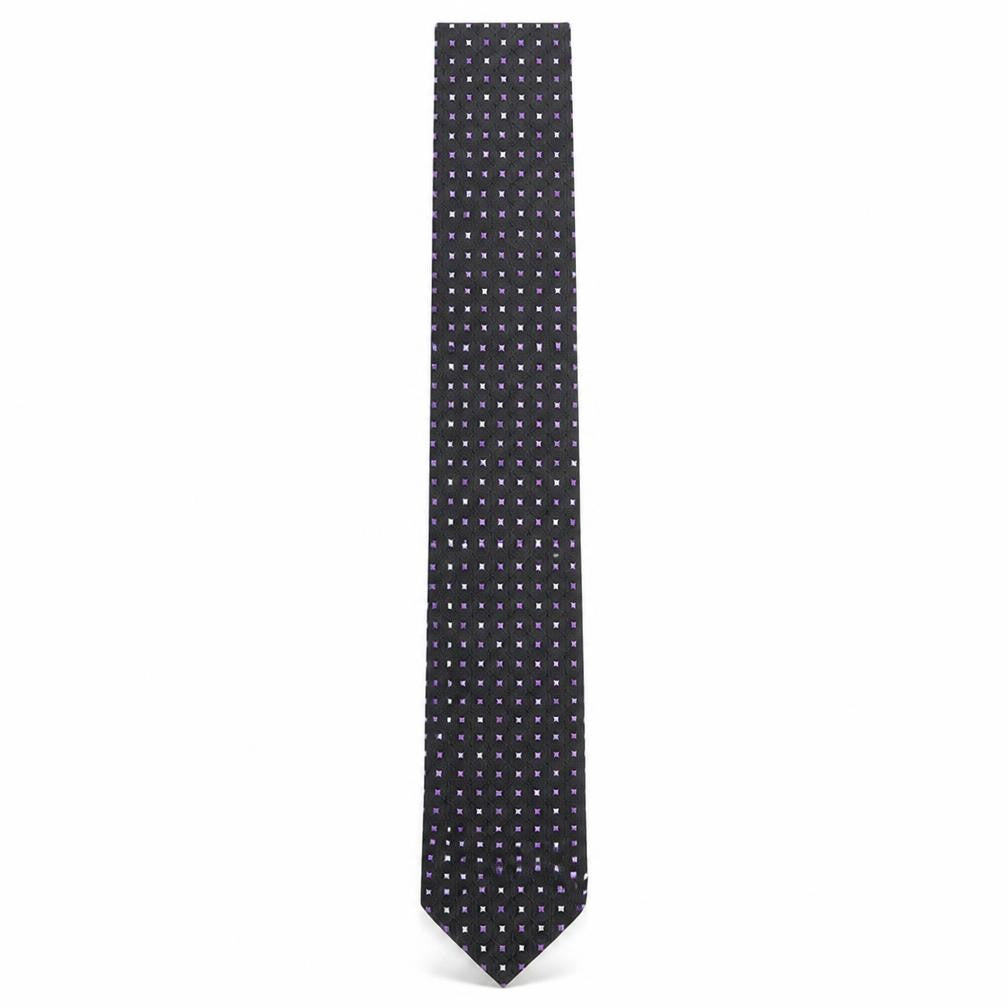 Ascot Mens Black Geometric Silk Pointed Tie One Size
