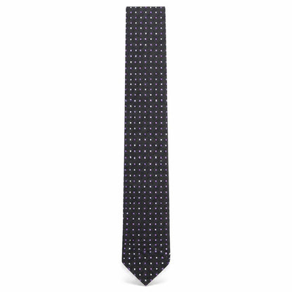 Ascot Mens Black Geometric Silk Pointed Tie One Size