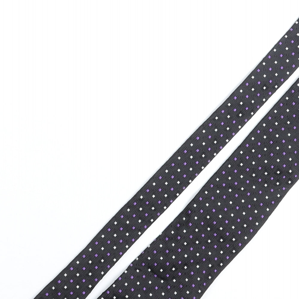 Ascot Mens Black Geometric Silk Pointed Tie One Size