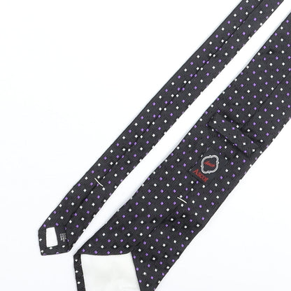 Ascot Mens Black Geometric Silk Pointed Tie One Size