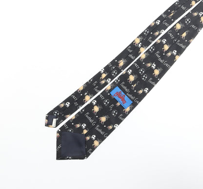 Mens Bubblegum Black Geometric  Pointed Tie