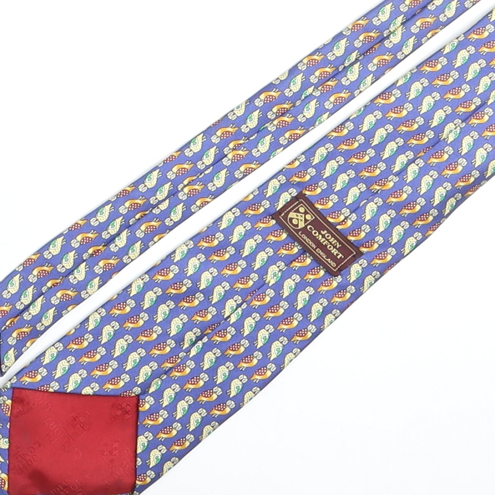 John Comfort Mens Multicoloured Geometric Silk Pointed Tie One Size - Owl Print