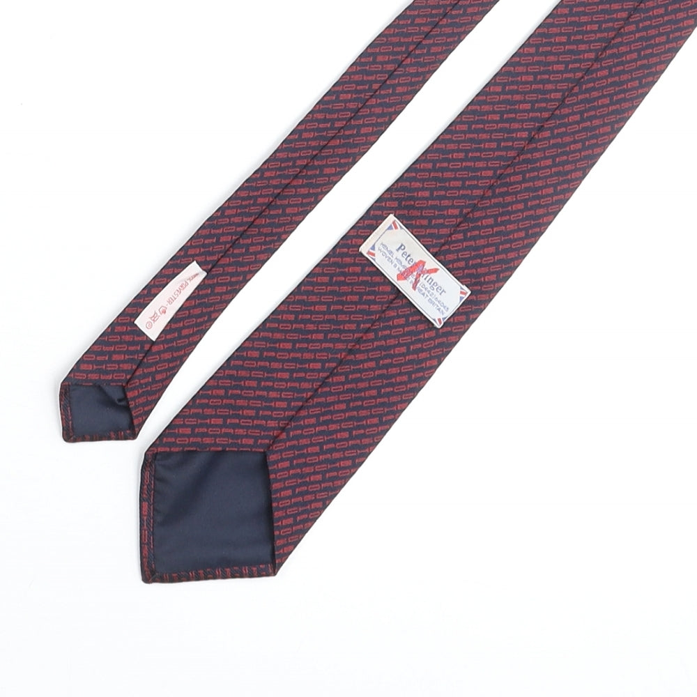Peter Klinger Mens Blue Geometric Polyester Pointed Tie One Size - Porche