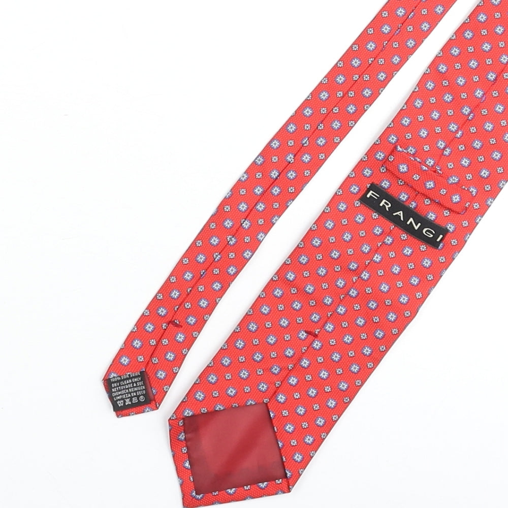 Mens Frangi Red Geometric  Pointed Tie