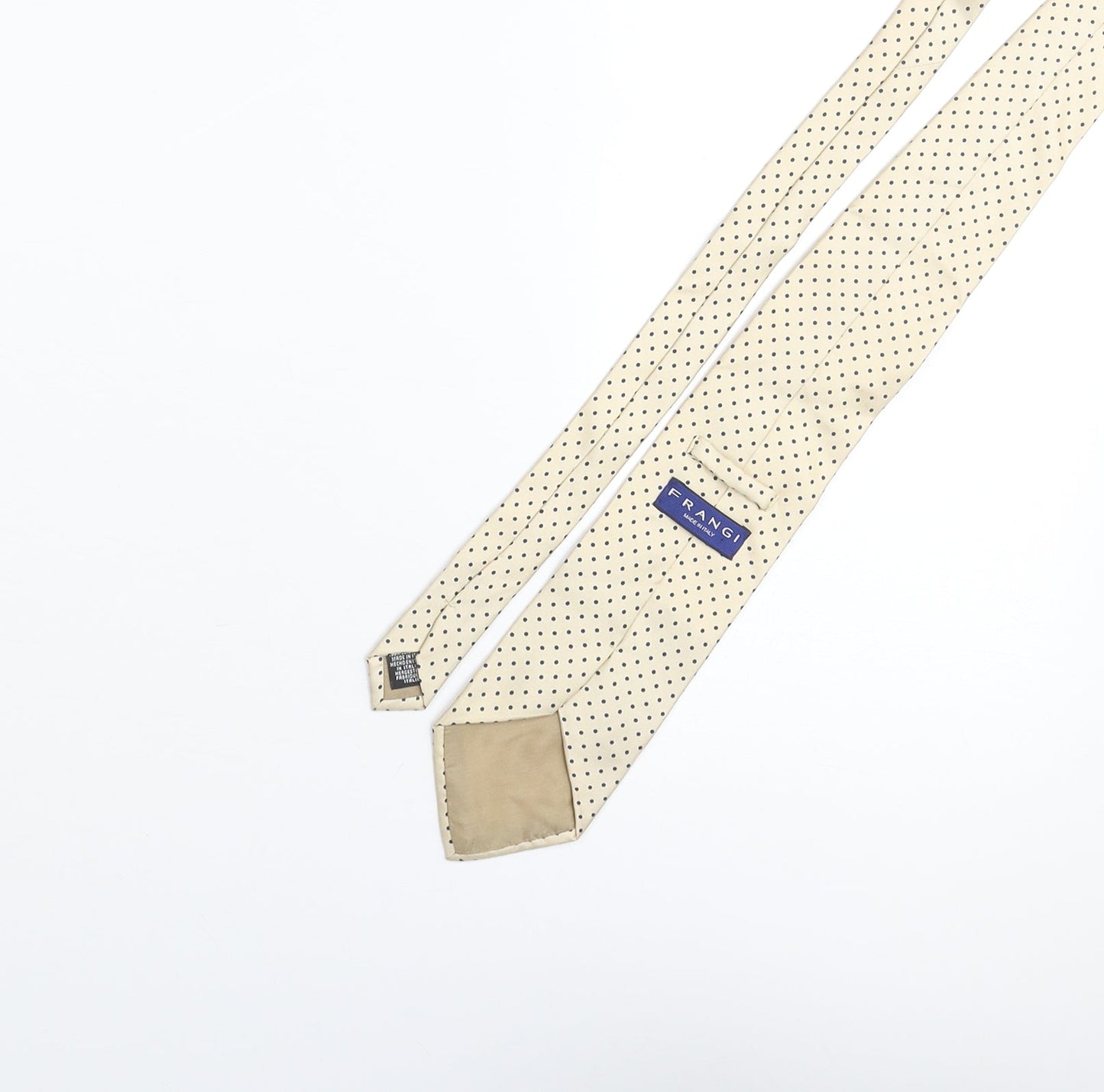 Mens Frangi Beige Polka Dot  Pointed Tie