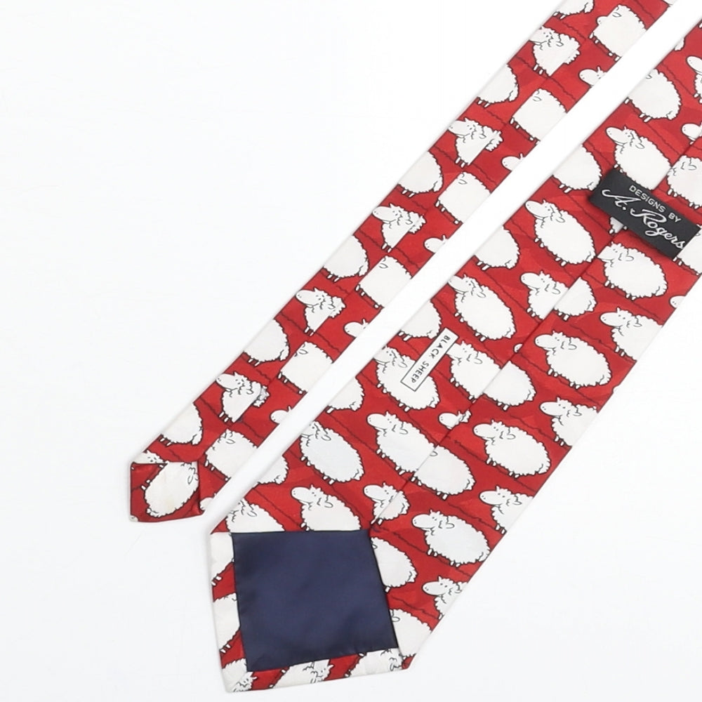 A. Rogers Mens Multicoloured Geometric Polyester Pointed Tie One Size - Sheep Print