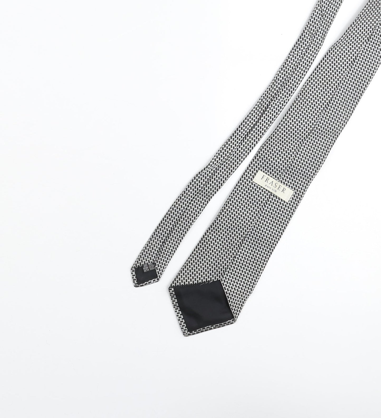Frazer Mens Grey Geometric Silk Pointed Tie One Size