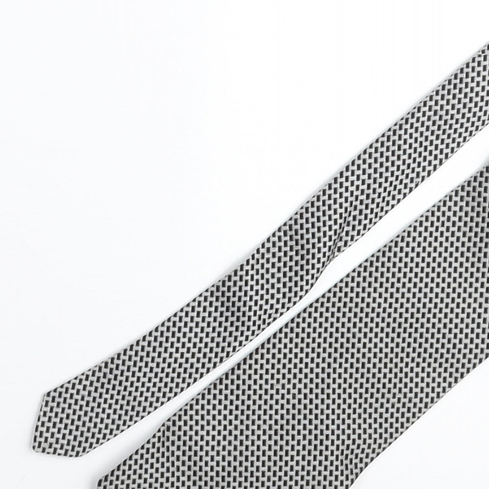 Frazer Mens Grey Geometric Silk Pointed Tie One Size