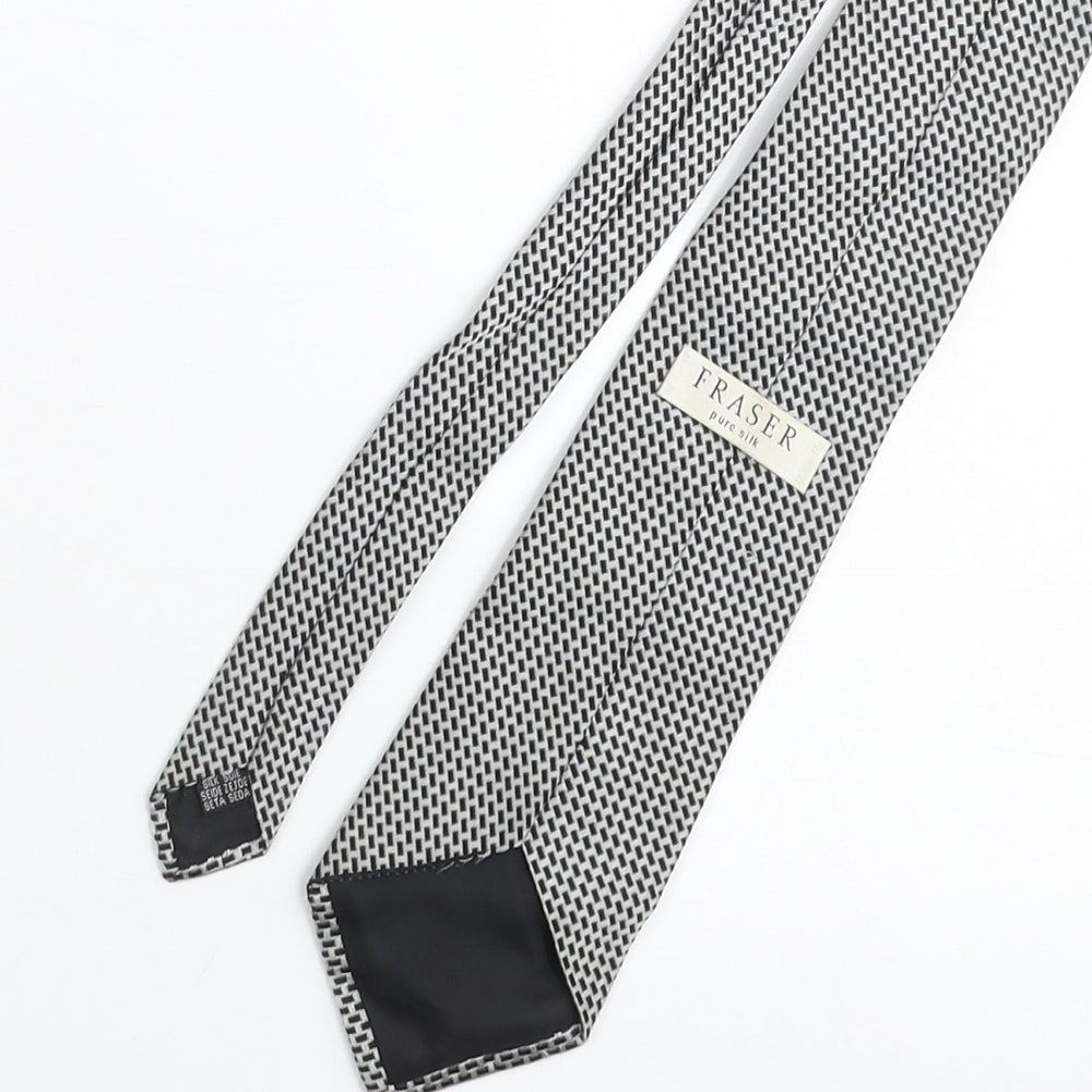 Frazer Mens Grey Geometric Silk Pointed Tie One Size