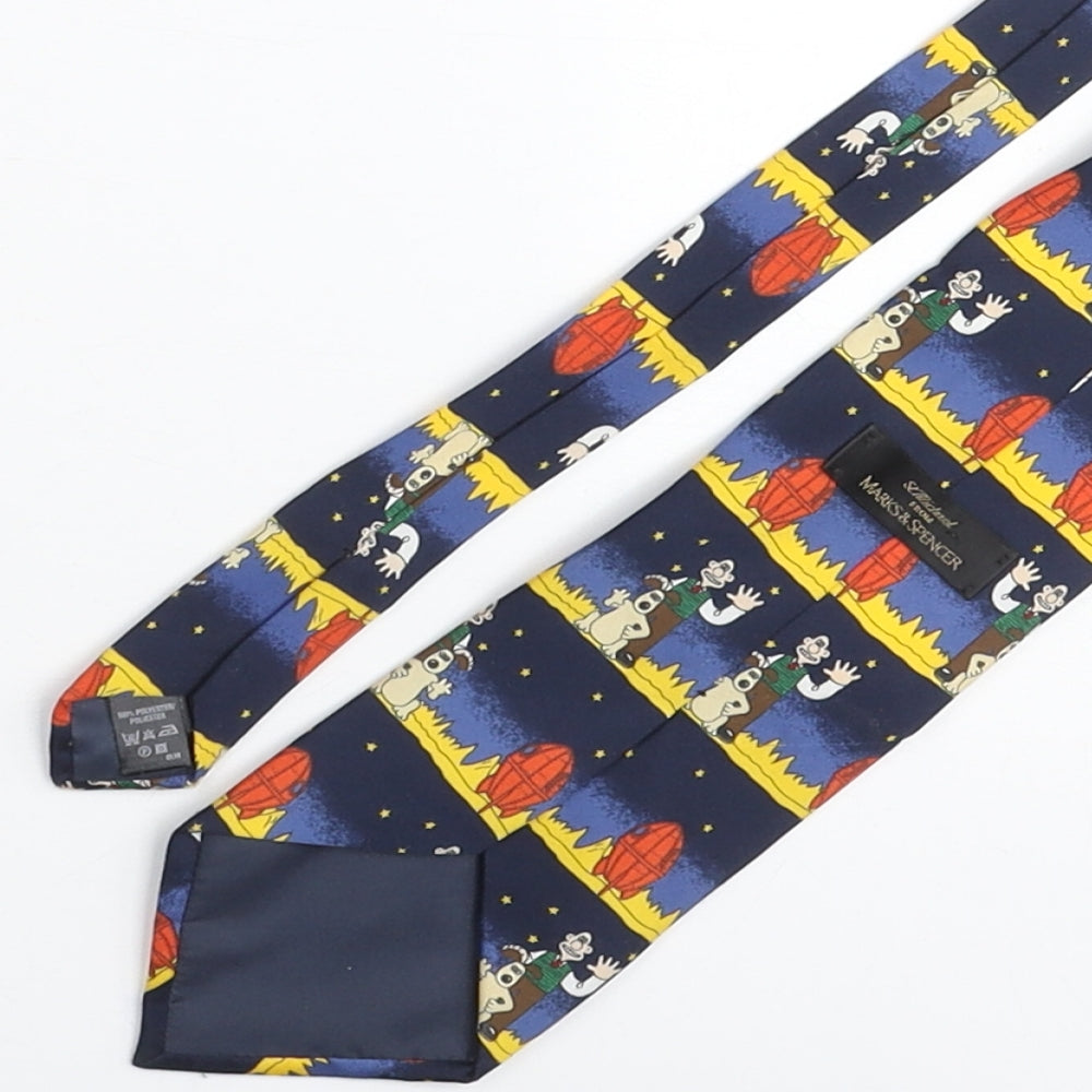 St Michael Mens Multicoloured Geometric Polyester Pointed Tie One Size - Wallace & Grommit