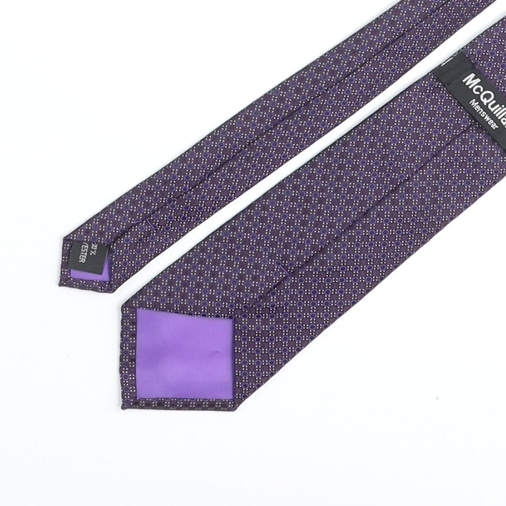 McQuillans Mens Purple Geometric Polyester Pointed Tie One Size - Cricle