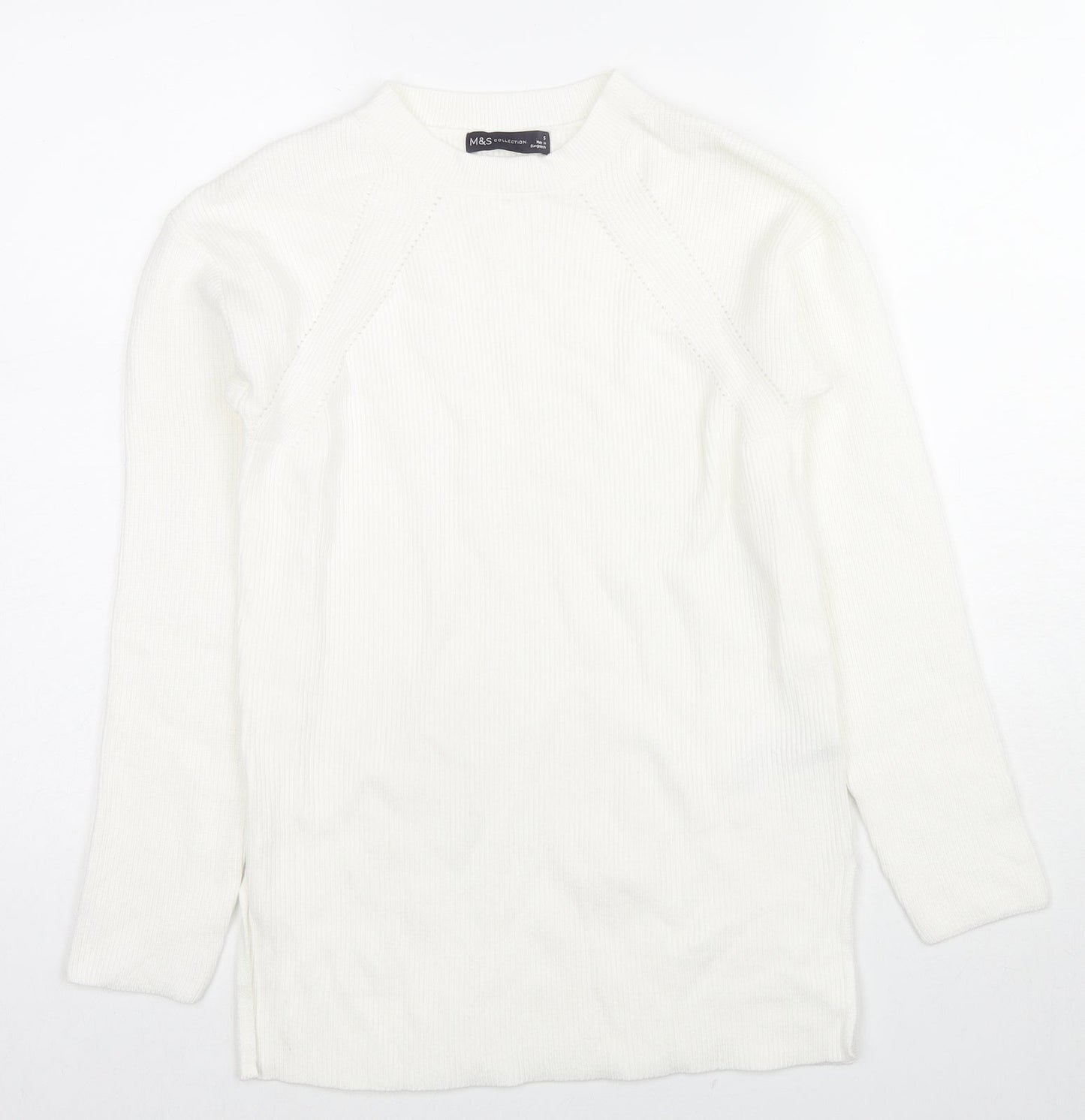 Womens UK Size S Marks and Spencer White Pullover Jumper