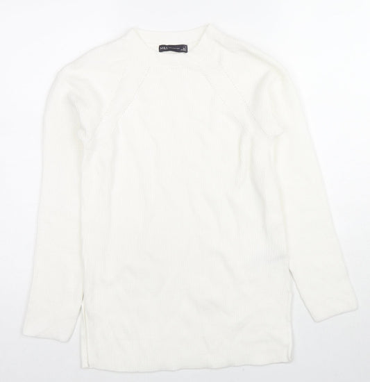 Womens UK Size S Marks and Spencer White Pullover Jumper