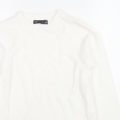Womens UK Size S Marks and Spencer White Pullover Jumper