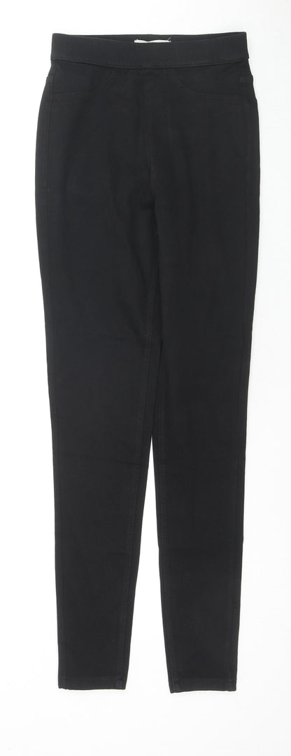 Marks and Spencer Womens Black Cotton Jegging Trousers Size 6 L26 in Regular